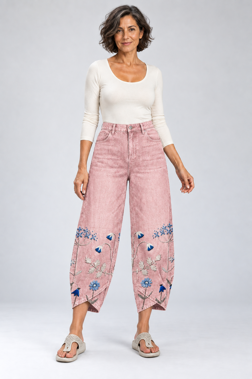 Elora - Embroidered Floral Everyday Pants