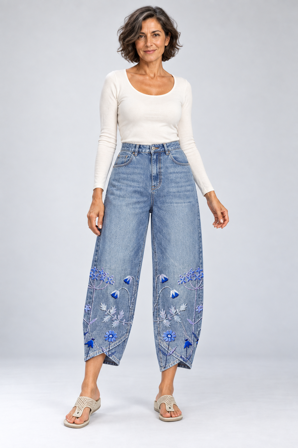 Elora - Embroidered Floral Everyday Pants