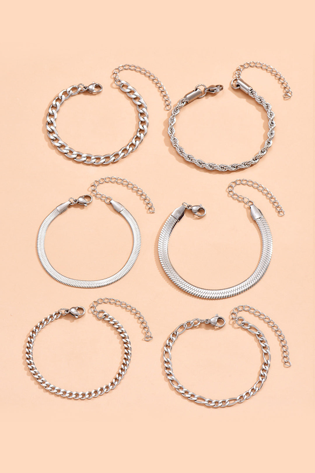 Maria - 6-Piece Cuban Chain Bracelet Set