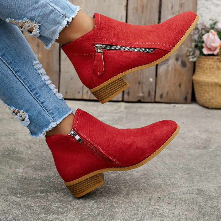 Carys - Comfort Leather Ankle Boots with Side Zip