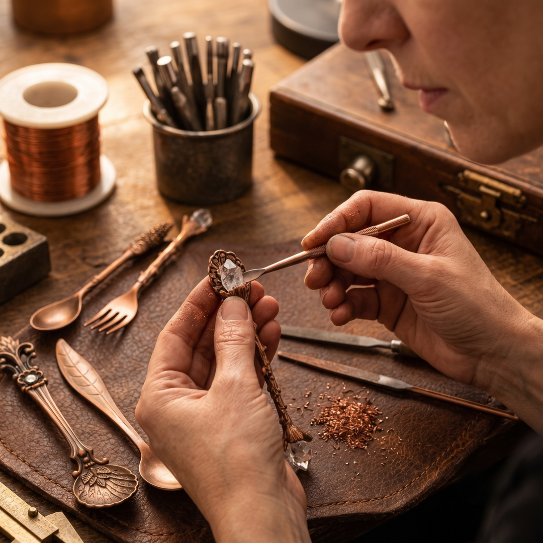 Elegant Copper Cutlery Set