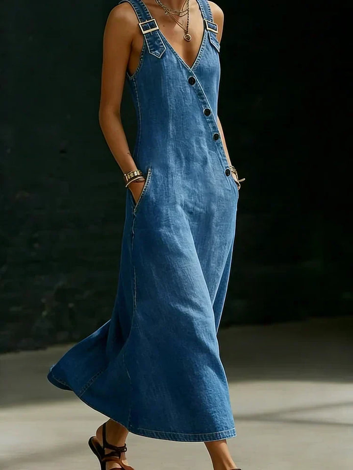 Janice - Crossback Denim Overalls