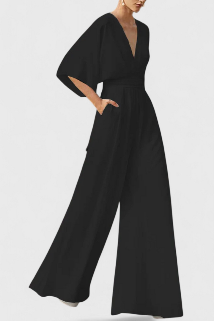 Isabeau - V-Neck Cape Sleeve Jumpsuit