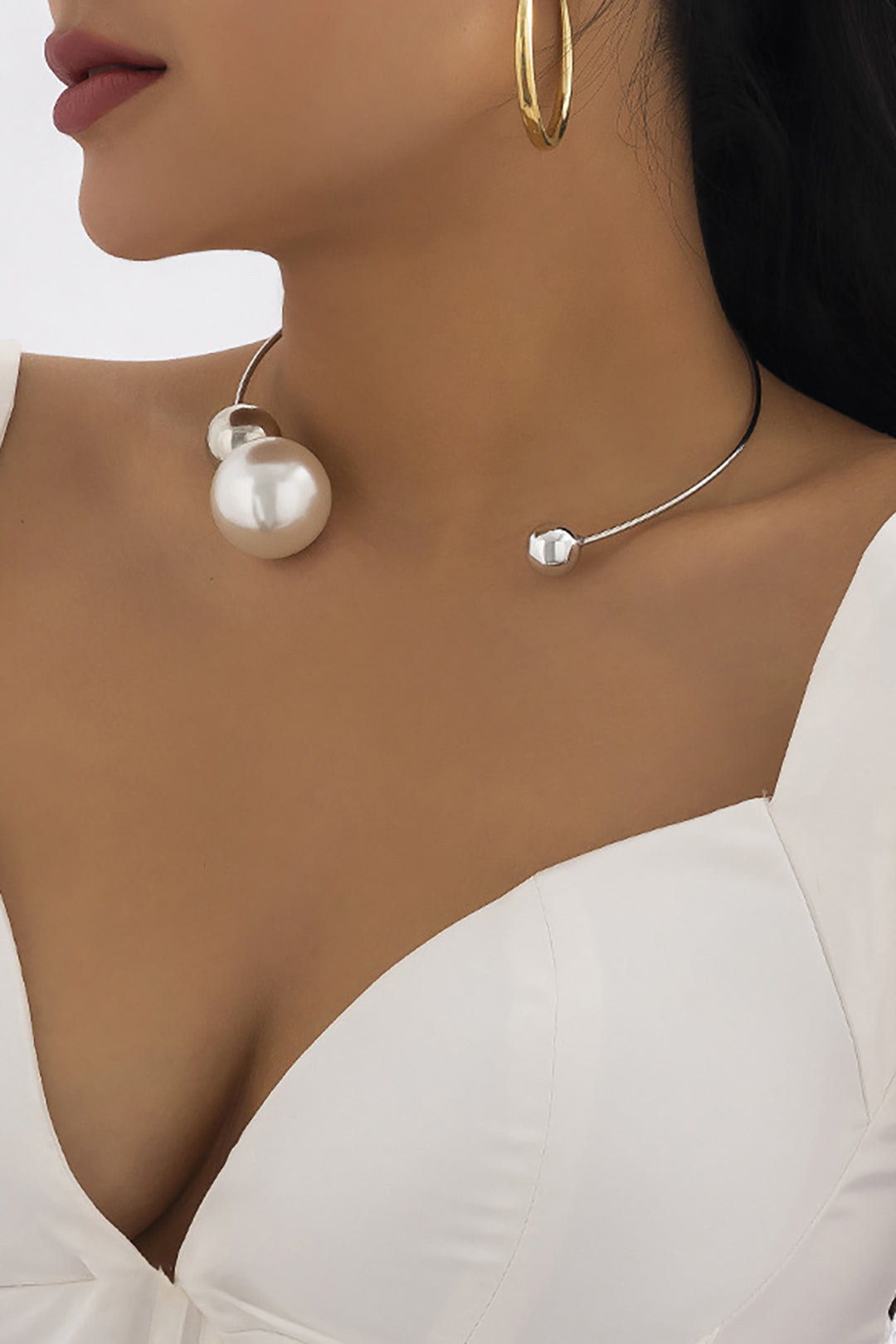 Birgit - Metallic Pearl Necklace