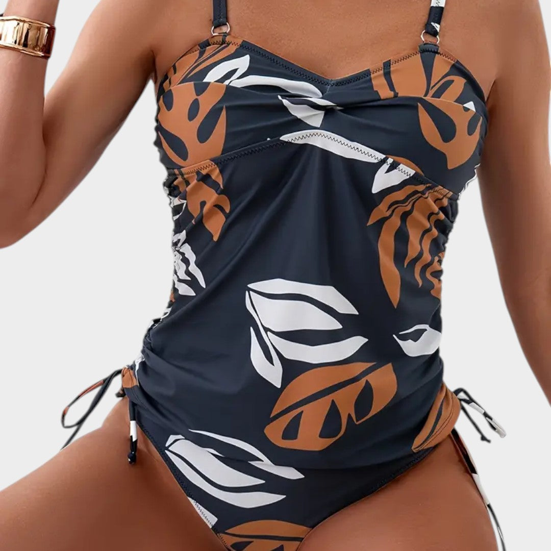 Carlotta - Tropical One-Piece Swimsuit with Side Ties