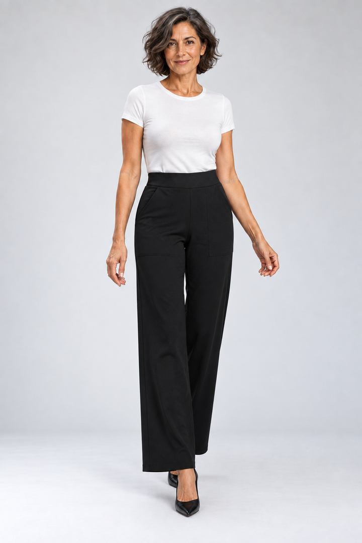 Camryn - Stretch Knit Wide-Leg Pants