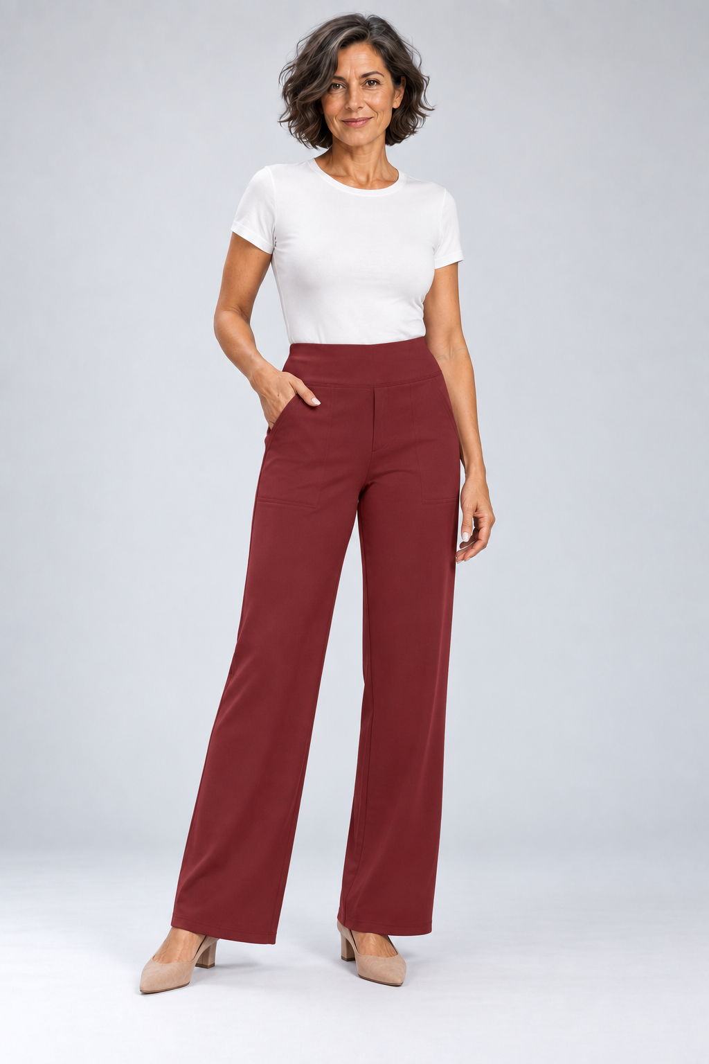 Camryn - Stretch Knit Wide-Leg Pants