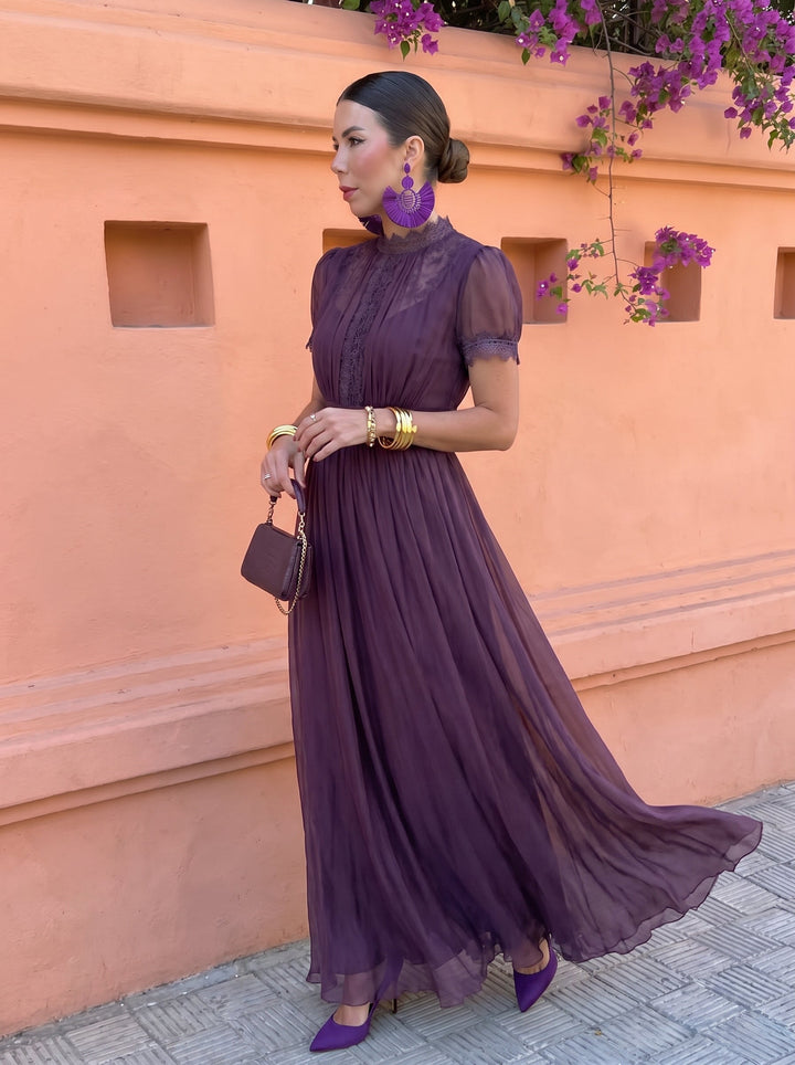Caprice - Aubergine Gauze Maxi Dress
