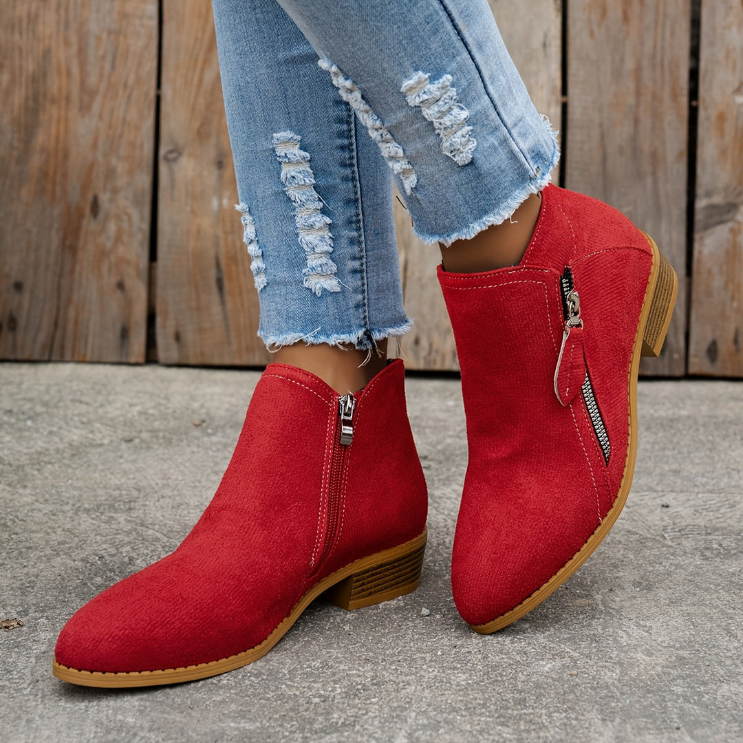 Carys - Comfort Leather Ankle Boots with Side Zip