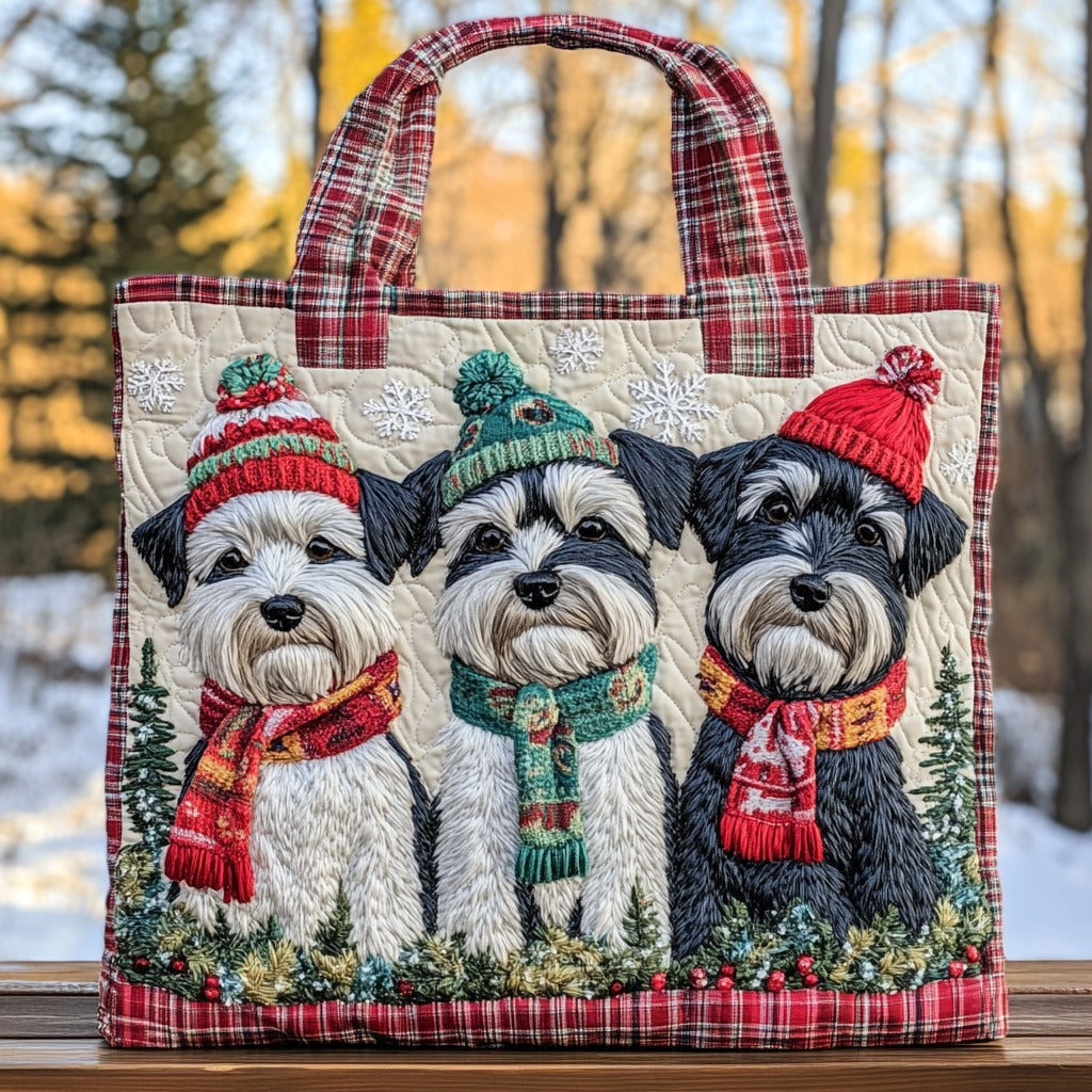 Bolsa Tote Acolchada de Invierno Acogedora Schnauzers