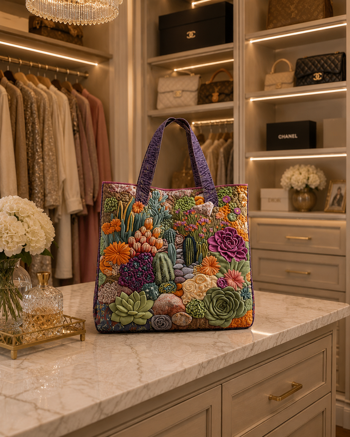 Bolsa Tote Acolchada - Jardín Suculento