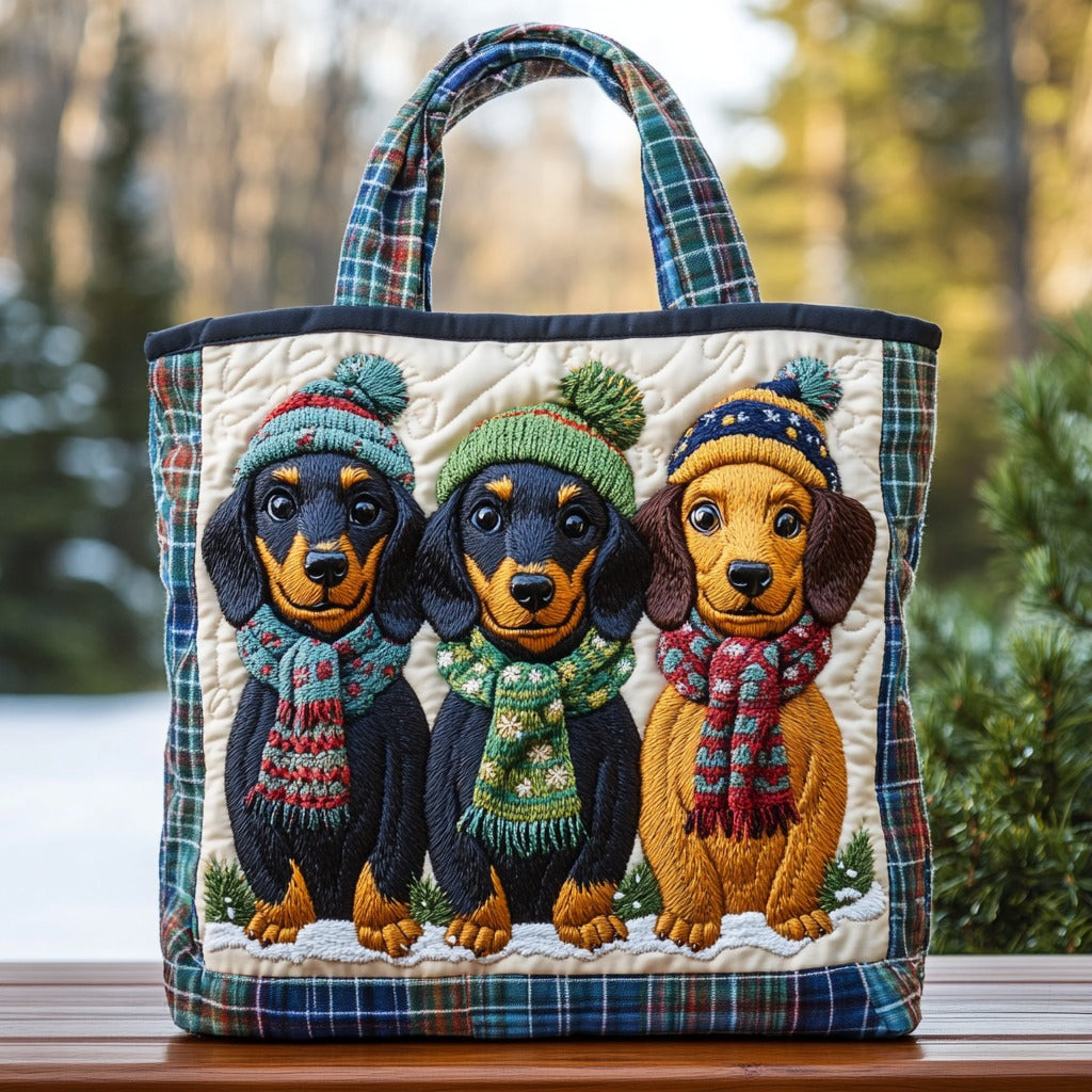 Bolsa Tote Acolchada de Invierno para Dachshunds