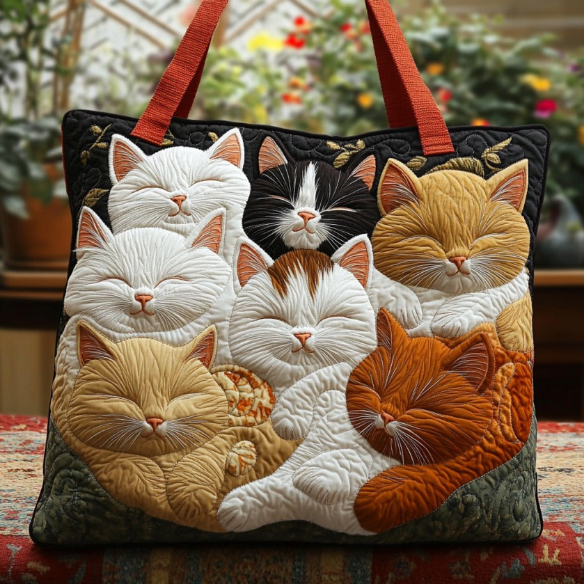 Bolsa Tote Acolchada de Gatito Durmiendo