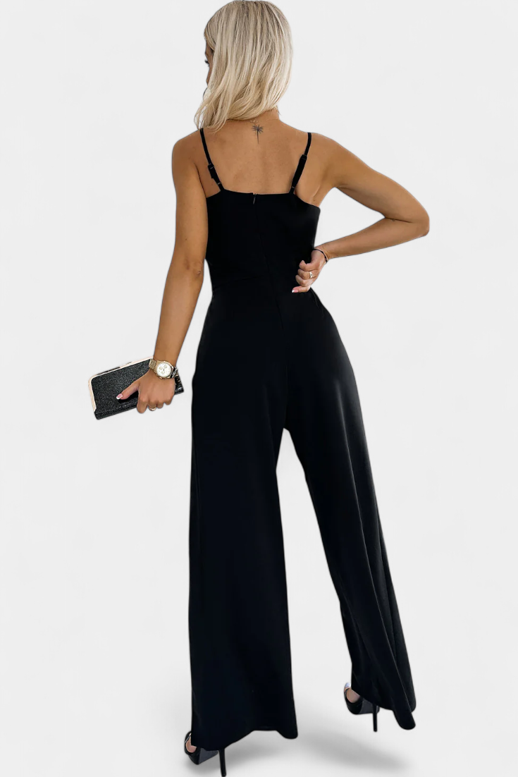 Adalia - Spaghetti Strap Slit Jumpsuit