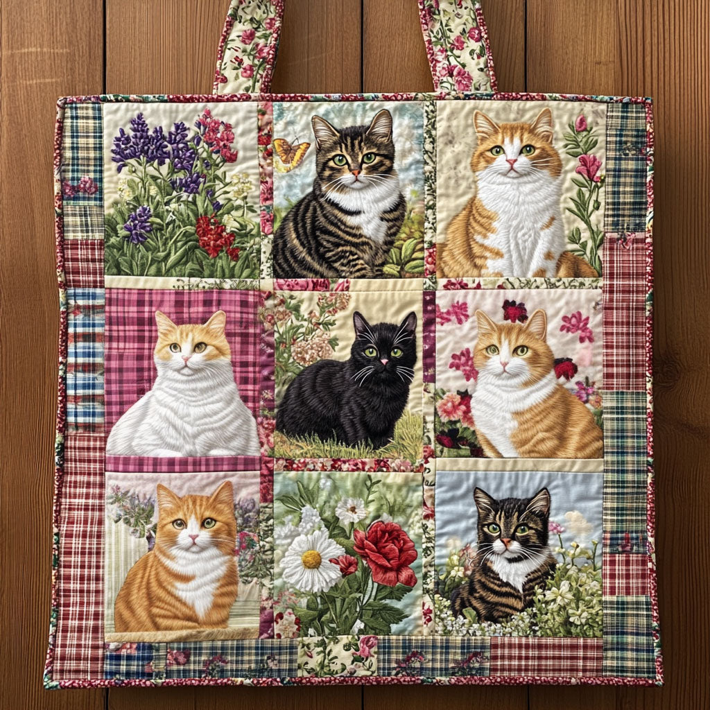 Bolsa Tote Acolchada de Gato Girasol