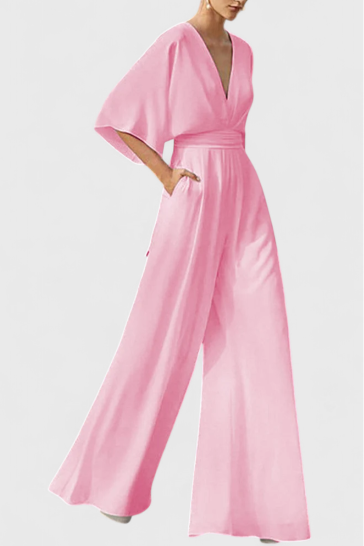 Isabeau - V-Neck Cape Sleeve Jumpsuit