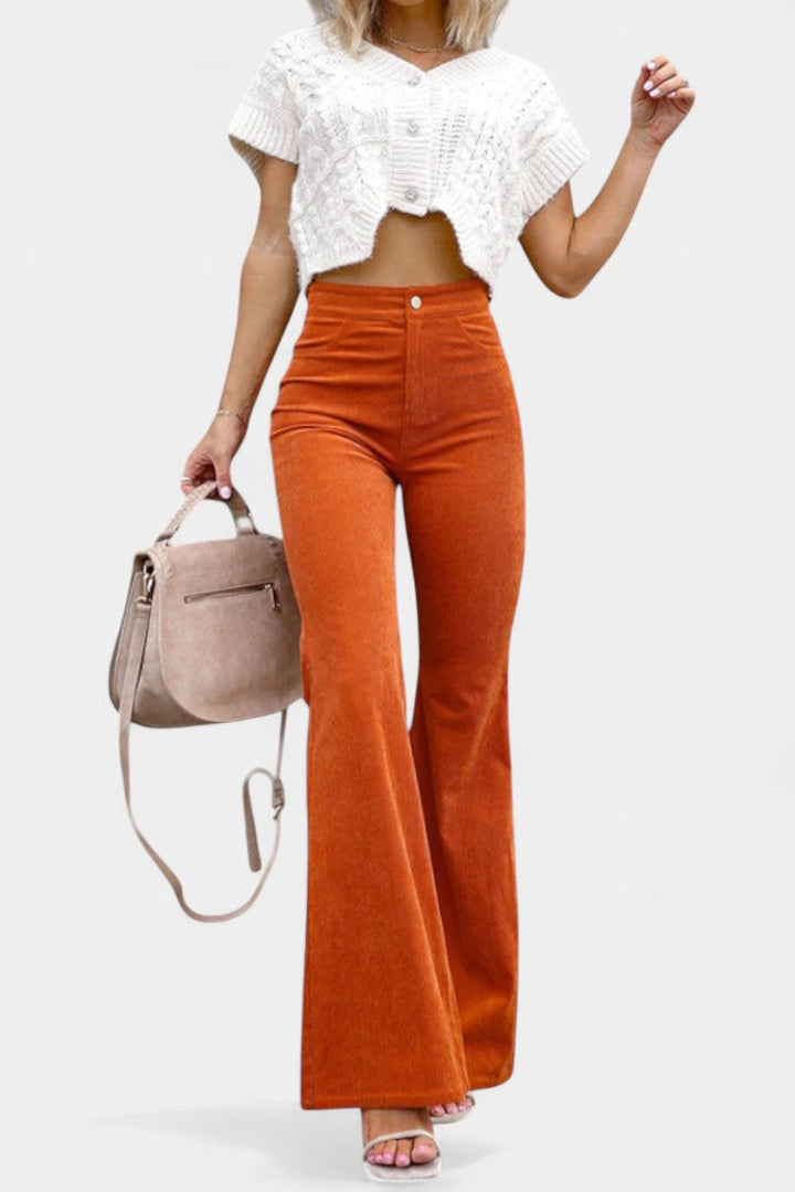 Lina - Velvet Wide-Leg High-Waist Pants