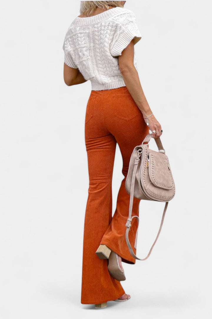 Lina - Velvet Wide-Leg High-Waist Pants