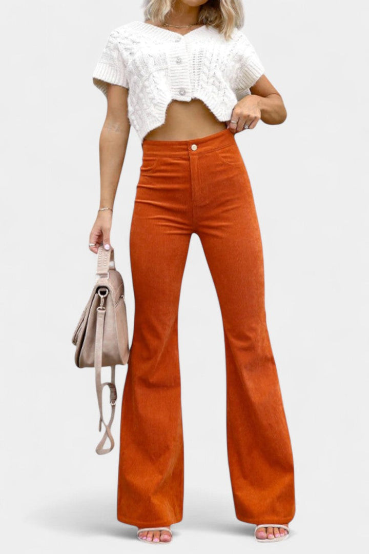 Lina - Velvet Wide-Leg High-Waist Pants