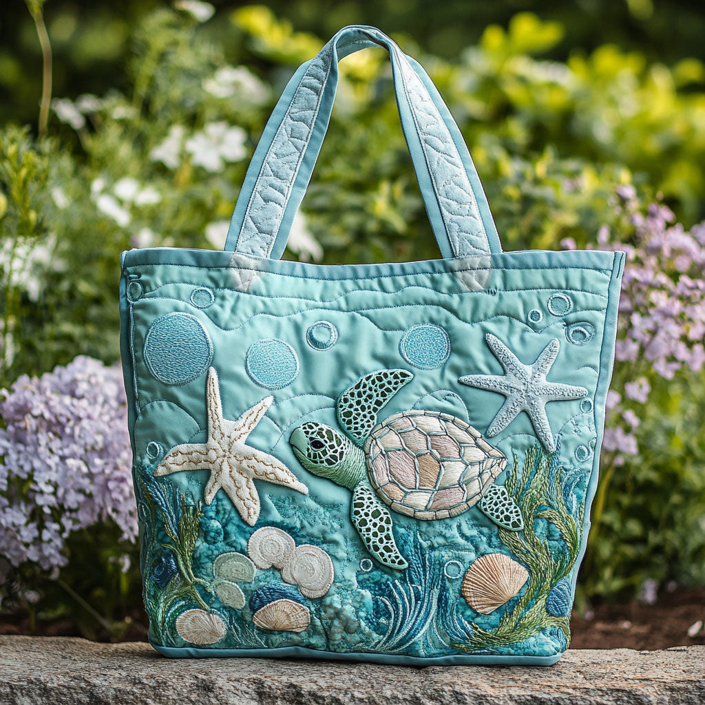 Bolsa Tote Acolchada Danza de Tortugas Coral