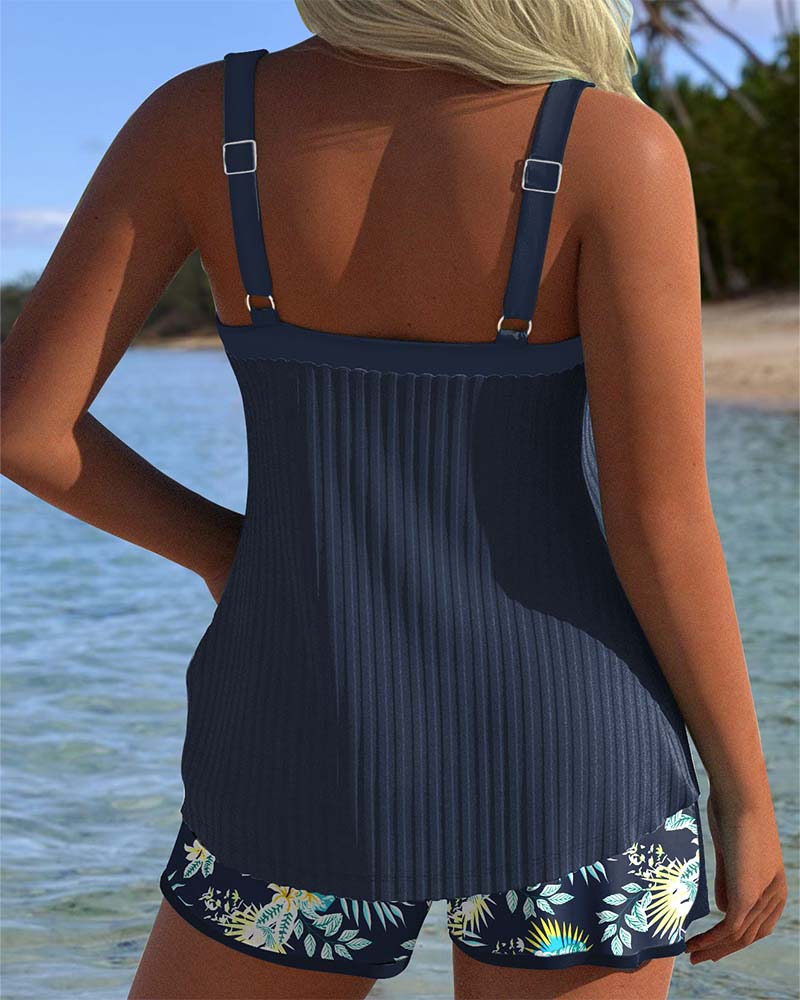 Anabel - Striped Tankini Two-Piece Set