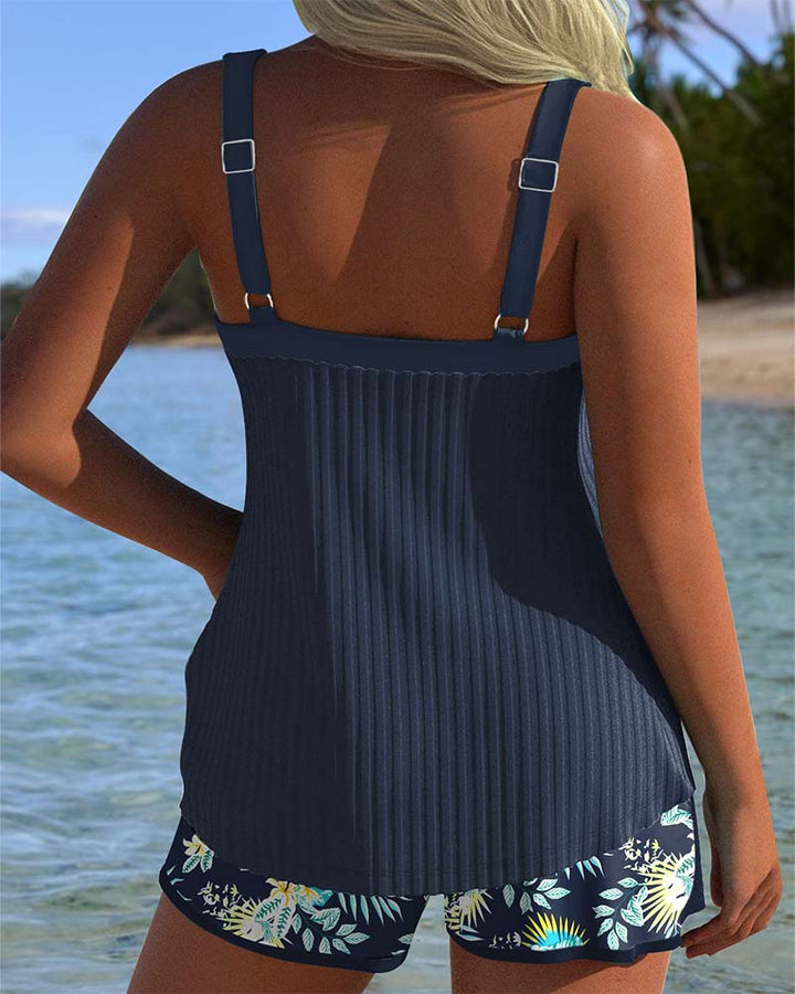 Anabel - Striped Tankini Two-Piece Set