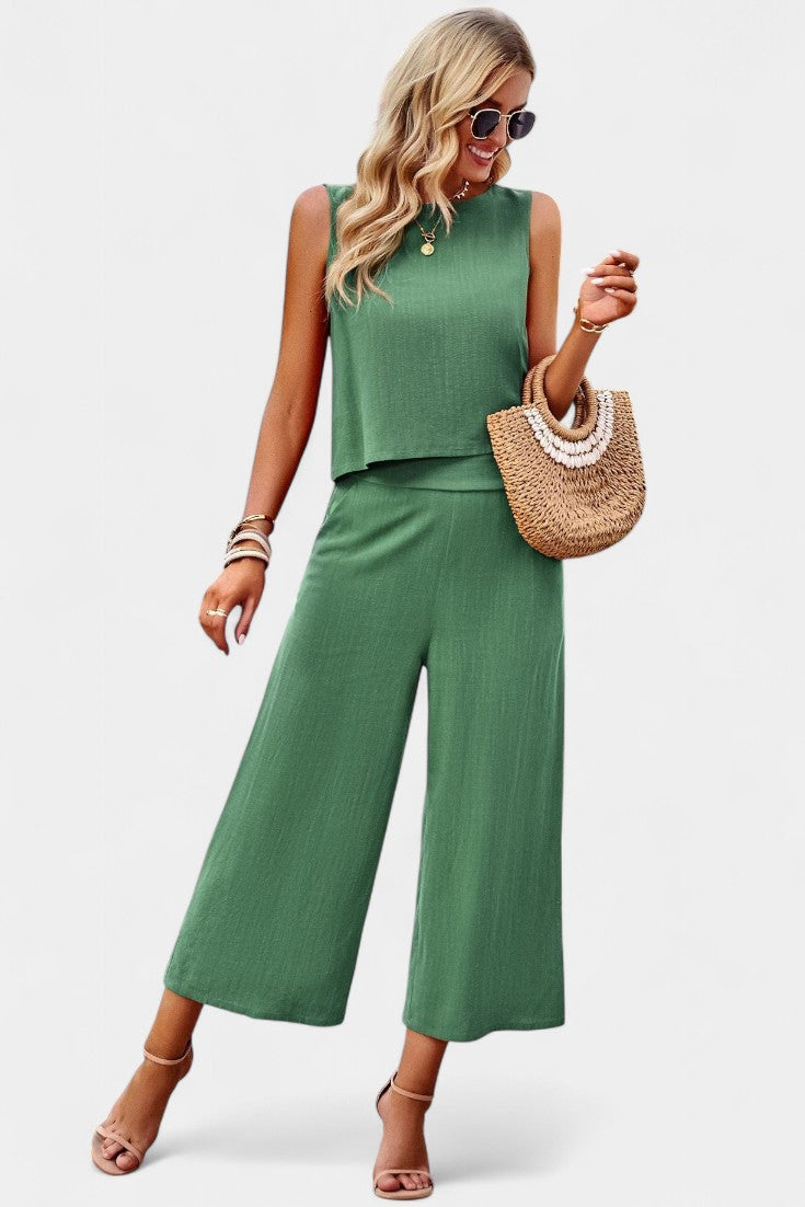Imelda - Bohemian Linen-Cotton Top and Shorts Matching Set