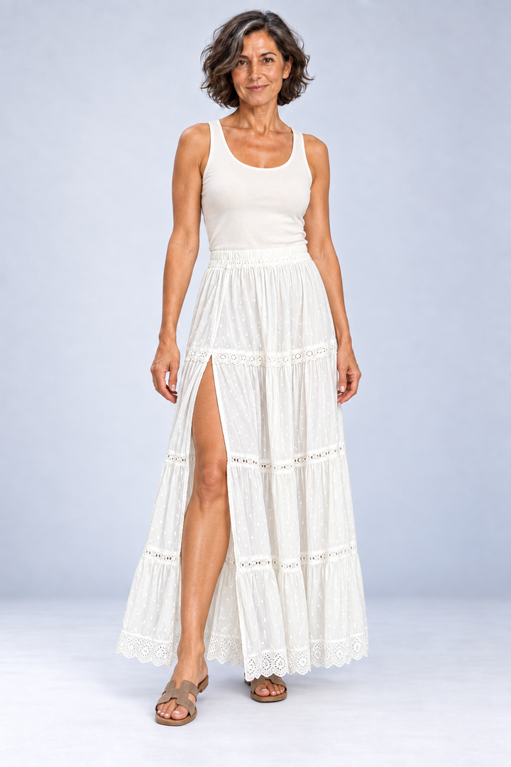 Delaina - Boho Lace Maxi Skirt