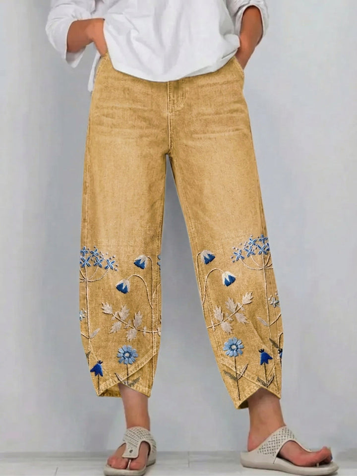 Elora - Embroidered Floral Everyday Pants