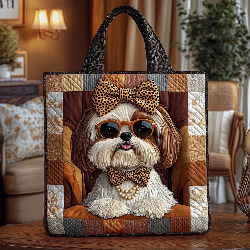 Bolsa Tote Acolchada de Moda Shih Tzu