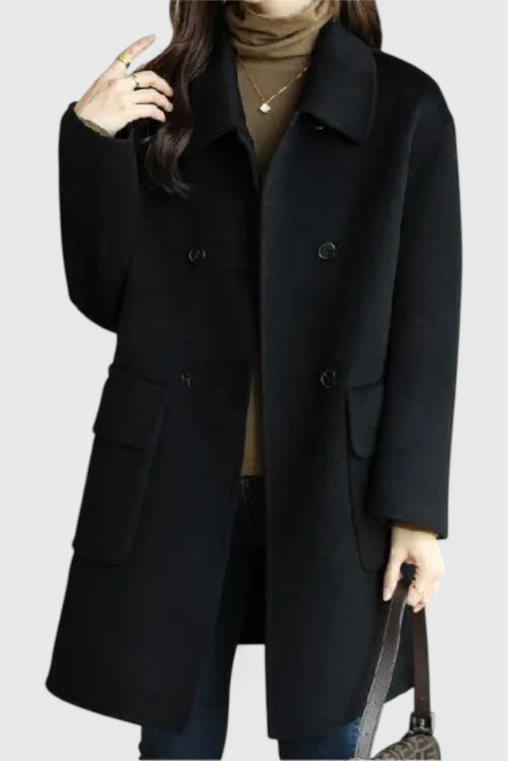 Camilla - Classic Double-Breasted Wool Blend Coat