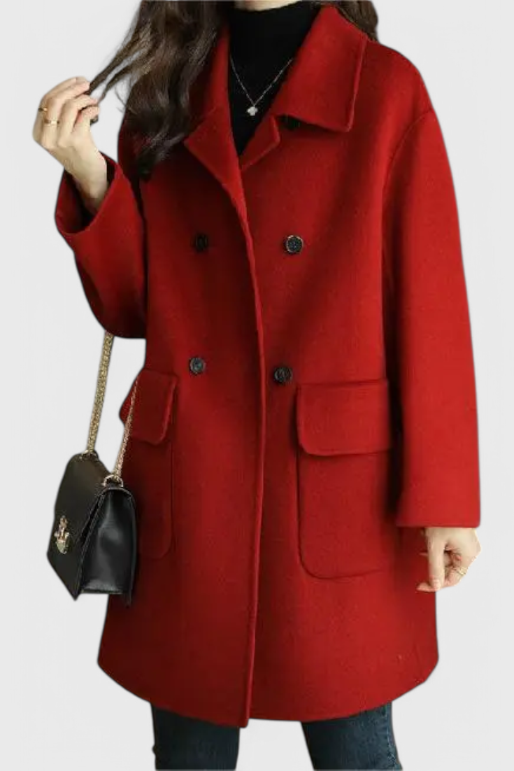Camilla - Classic Double-Breasted Wool Blend Coat