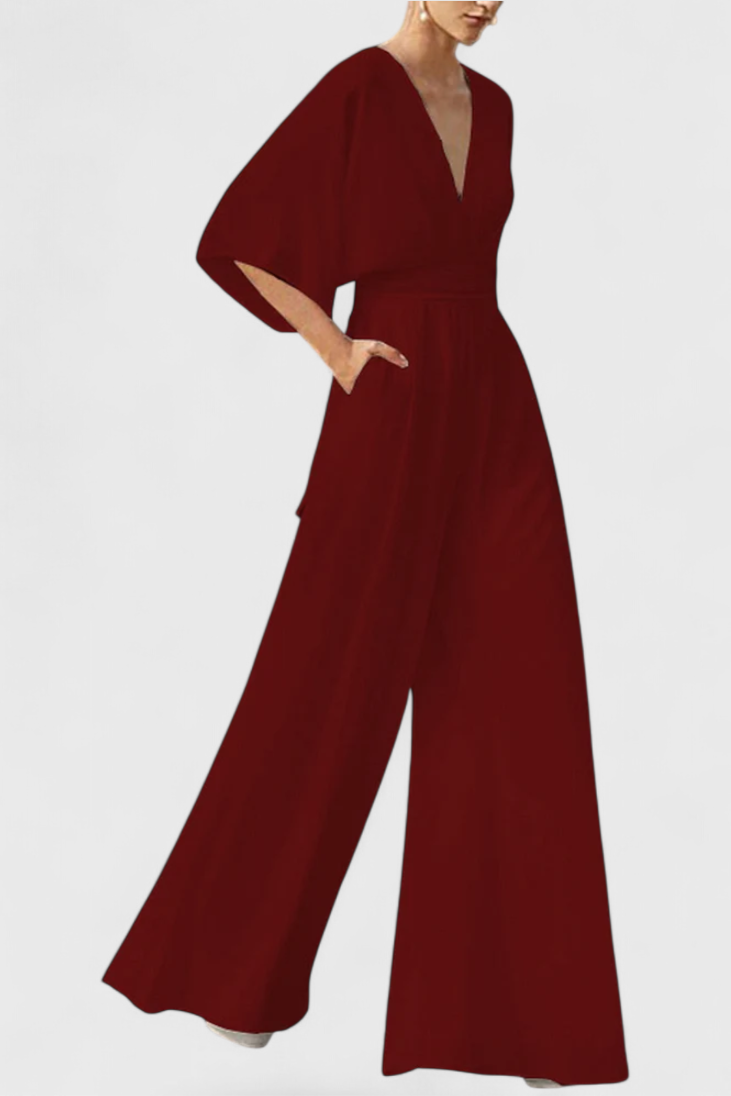 Isabeau - V-Neck Cape Sleeve Jumpsuit