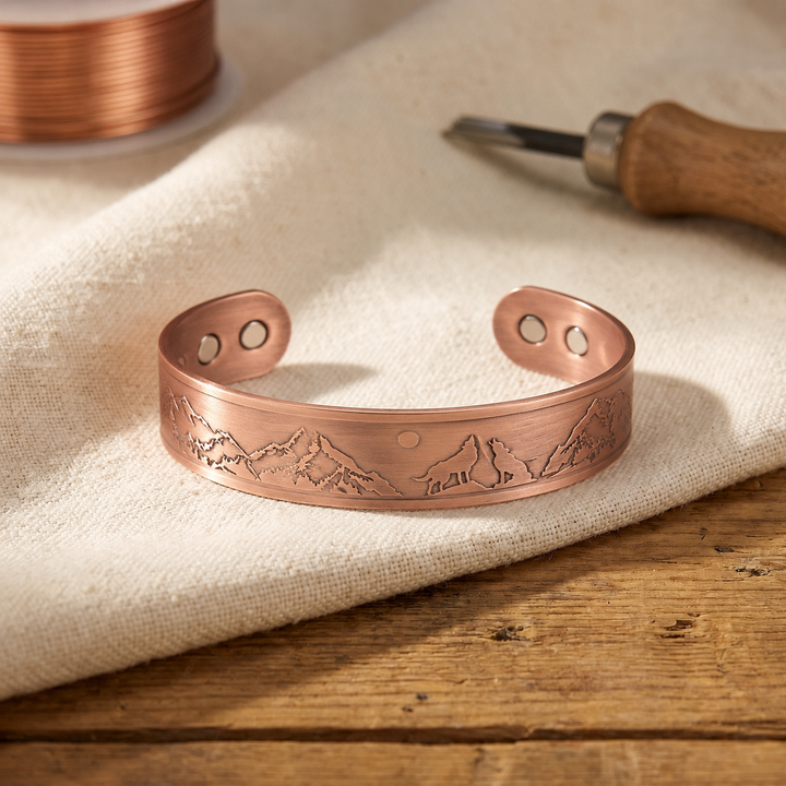 Howling Wolves Copper Bracelet
