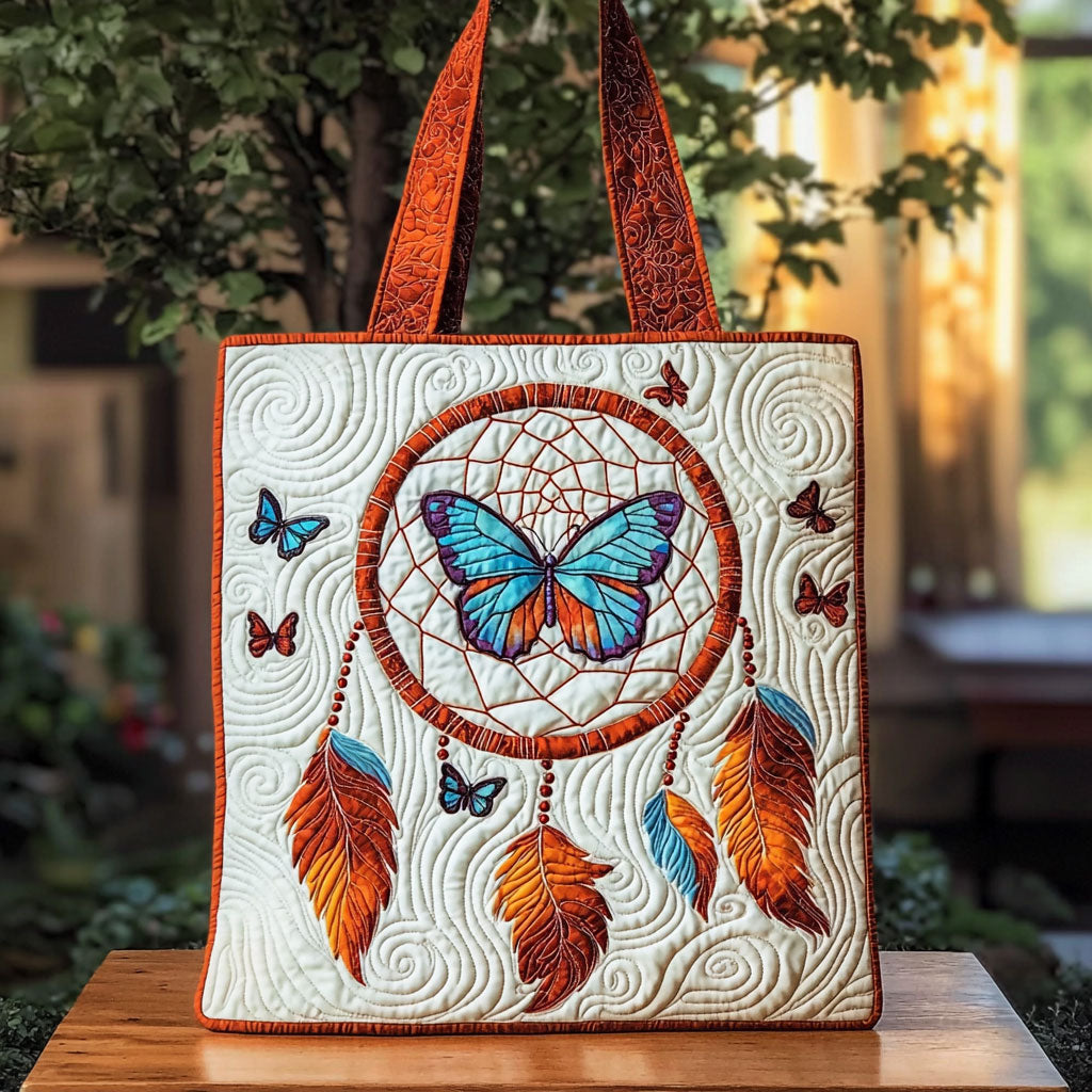 Bolsa Tote Acolchada con Diseño de Mariposa Atrapa Sueños