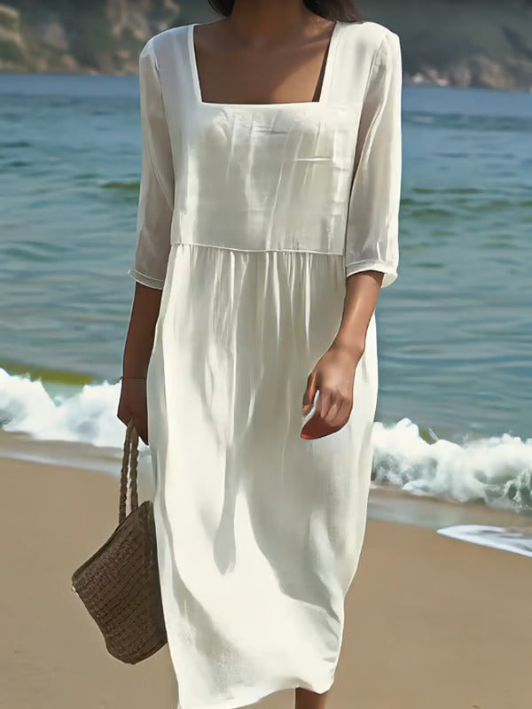 Brea - White Embroidered Casual Dress