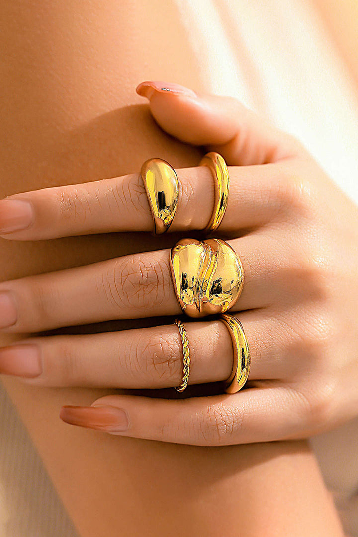Jayla - 4-Piece Metallic Ring Set