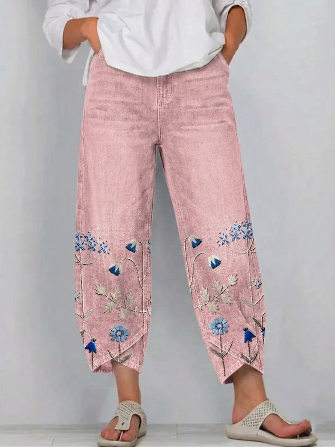 Elora - Embroidered Floral Everyday Pants