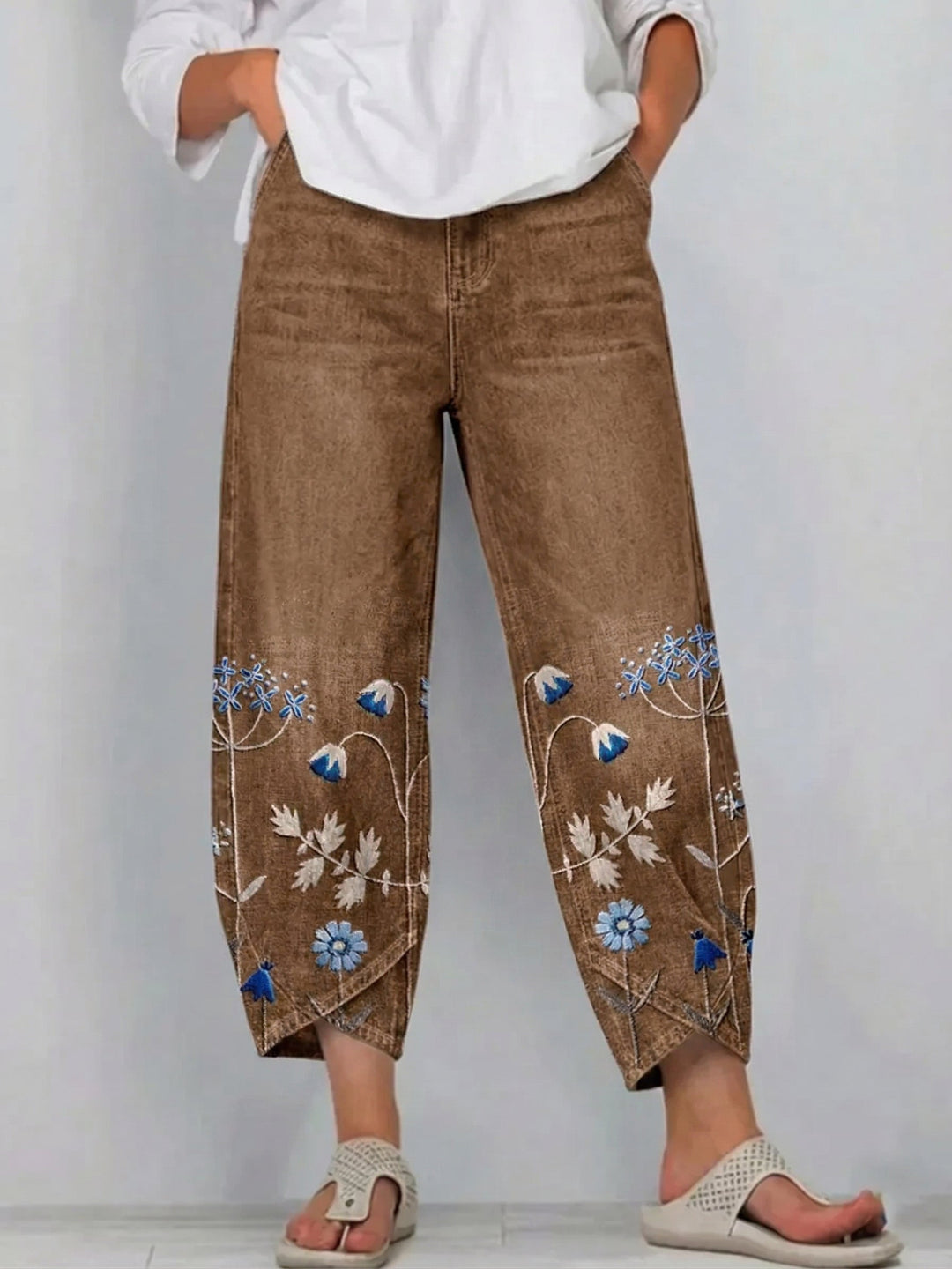 Elora - Embroidered Floral Everyday Pants