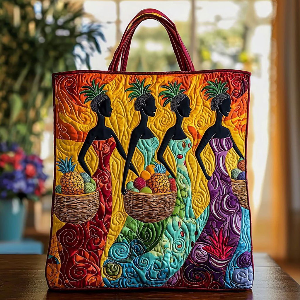 Bolsa Tote Acolchada de Mujeres Africanas Elegantes