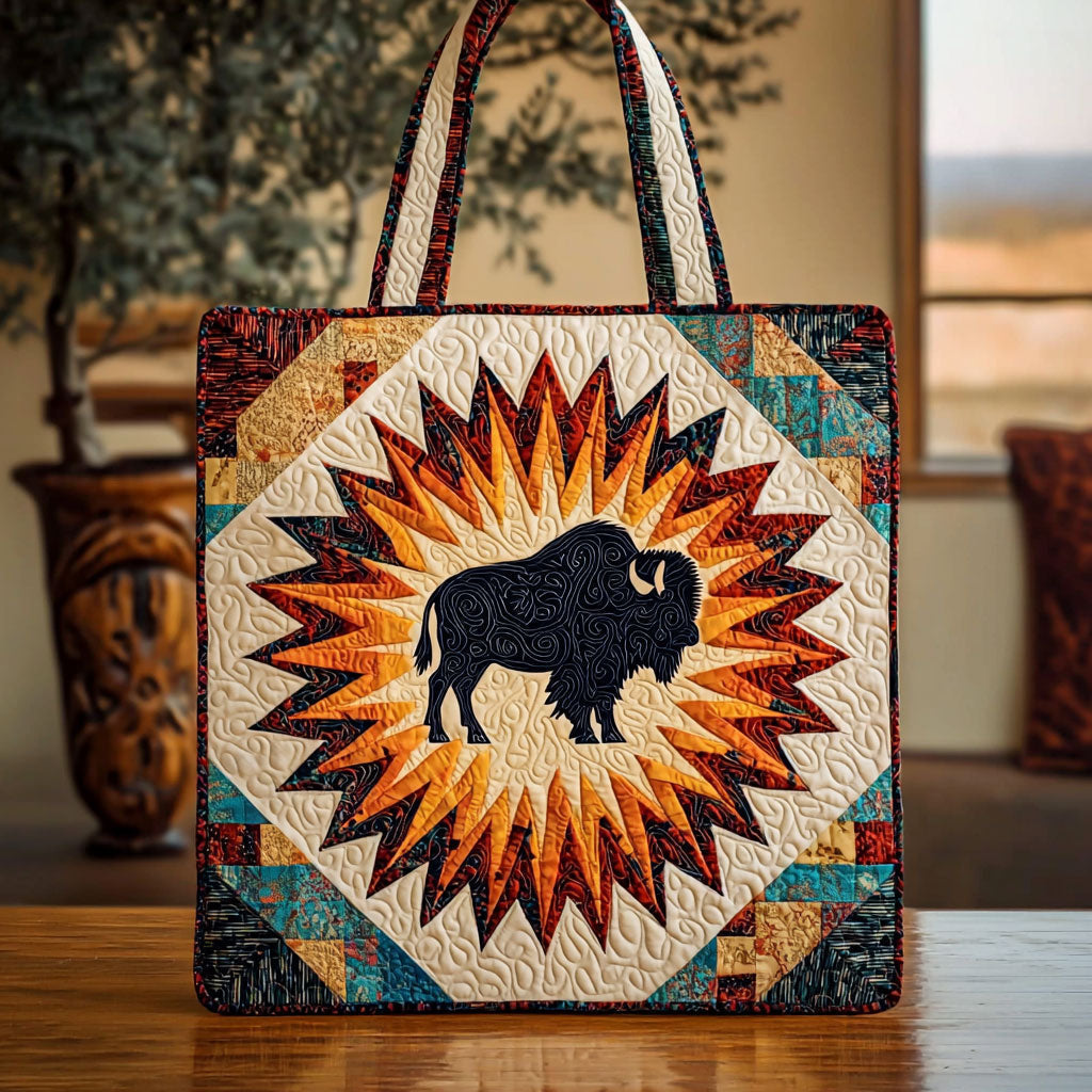 Bolsa Tote Acolchada de Bisonte Geométrico