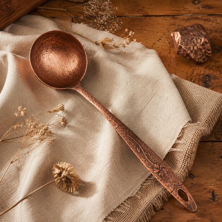 Hand-Forged Copper Spoon with Botanical Handle