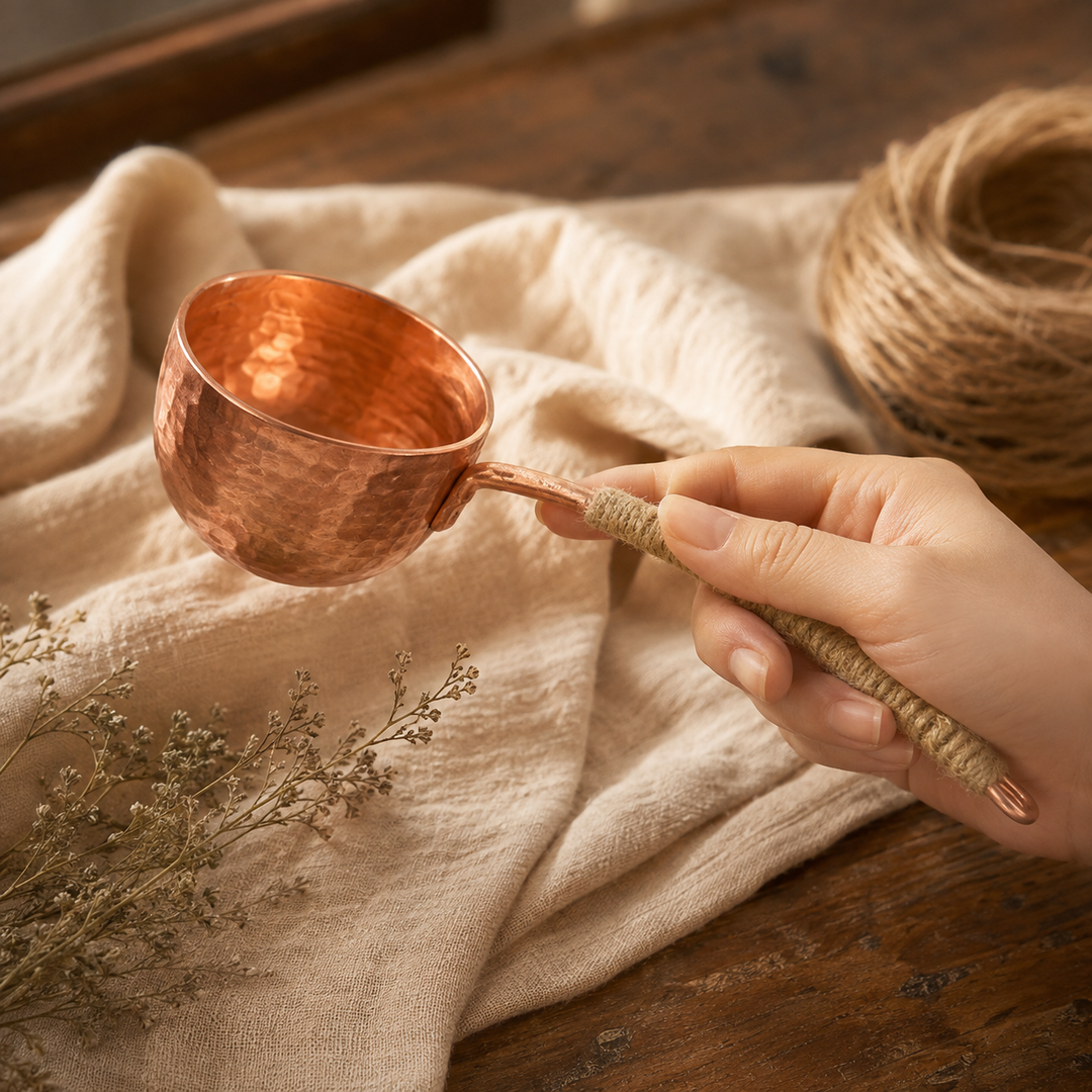 Hand-Forged Copper Spoon with Jute Handle