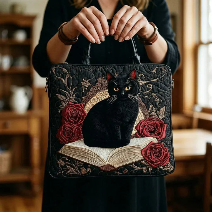 Bolsa Tote Acolchada - Gato Negro sobre Libros