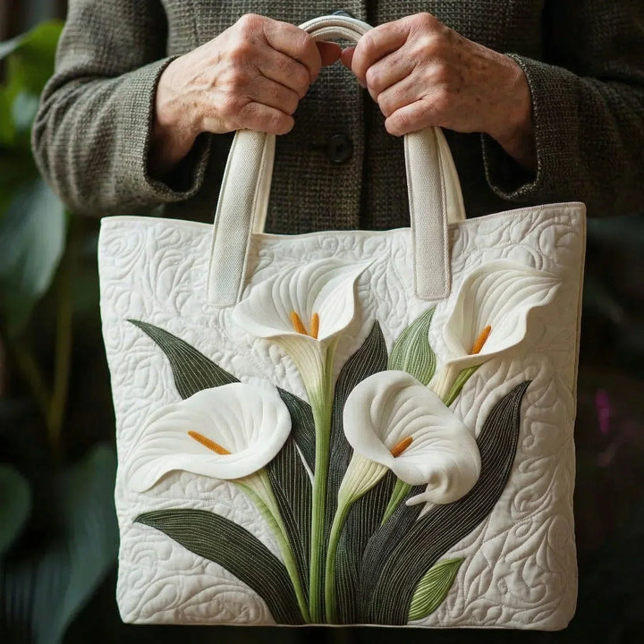 Bolsa Tote Acolchada - Lirios Blancos