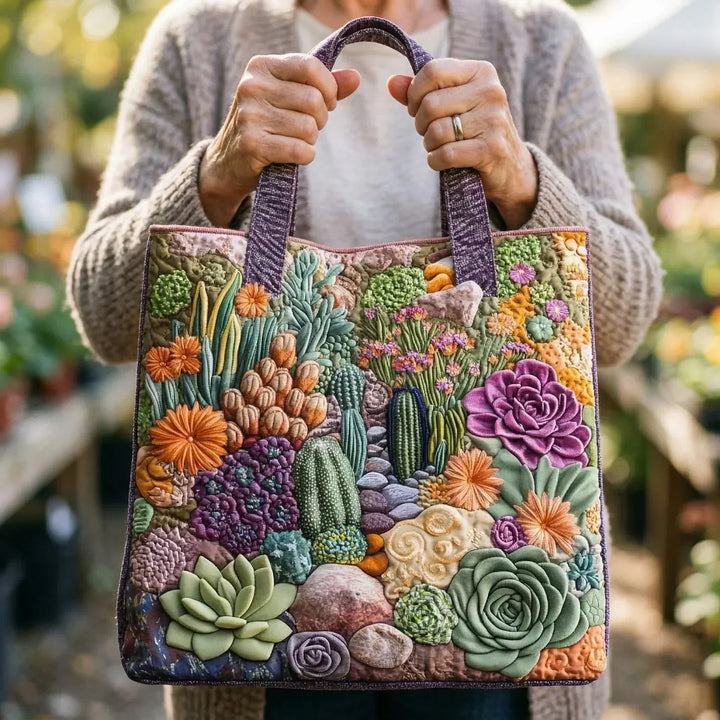 Bolsa Tote Acolchada - Jardín Suculento