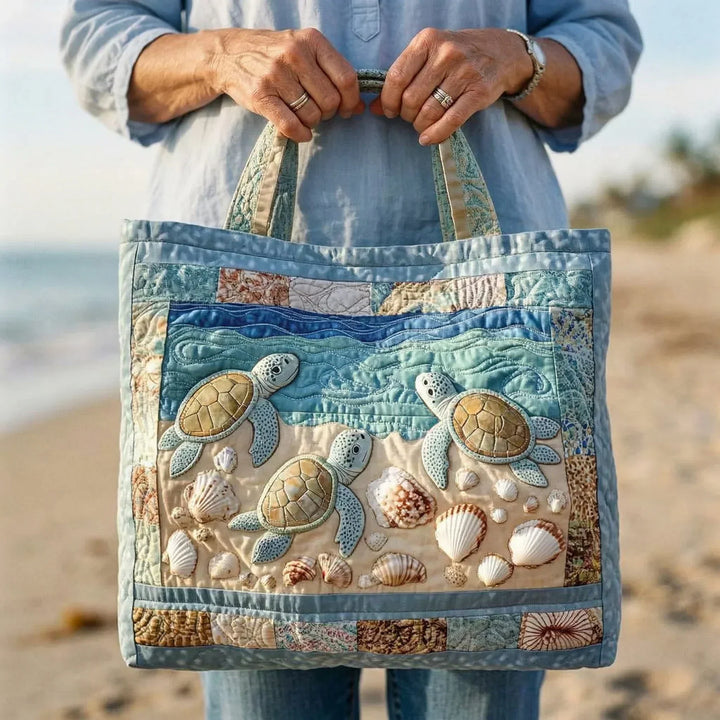 Bolsa Tote Acolchada - Tortugas Marinas