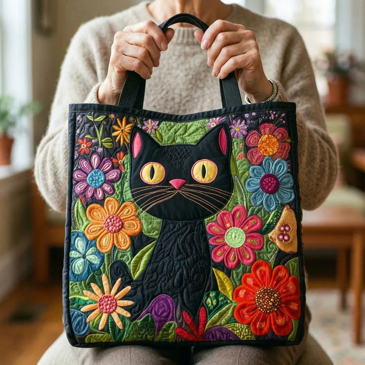 Bolsa Tote Acolchada - Gato Negro Encantado