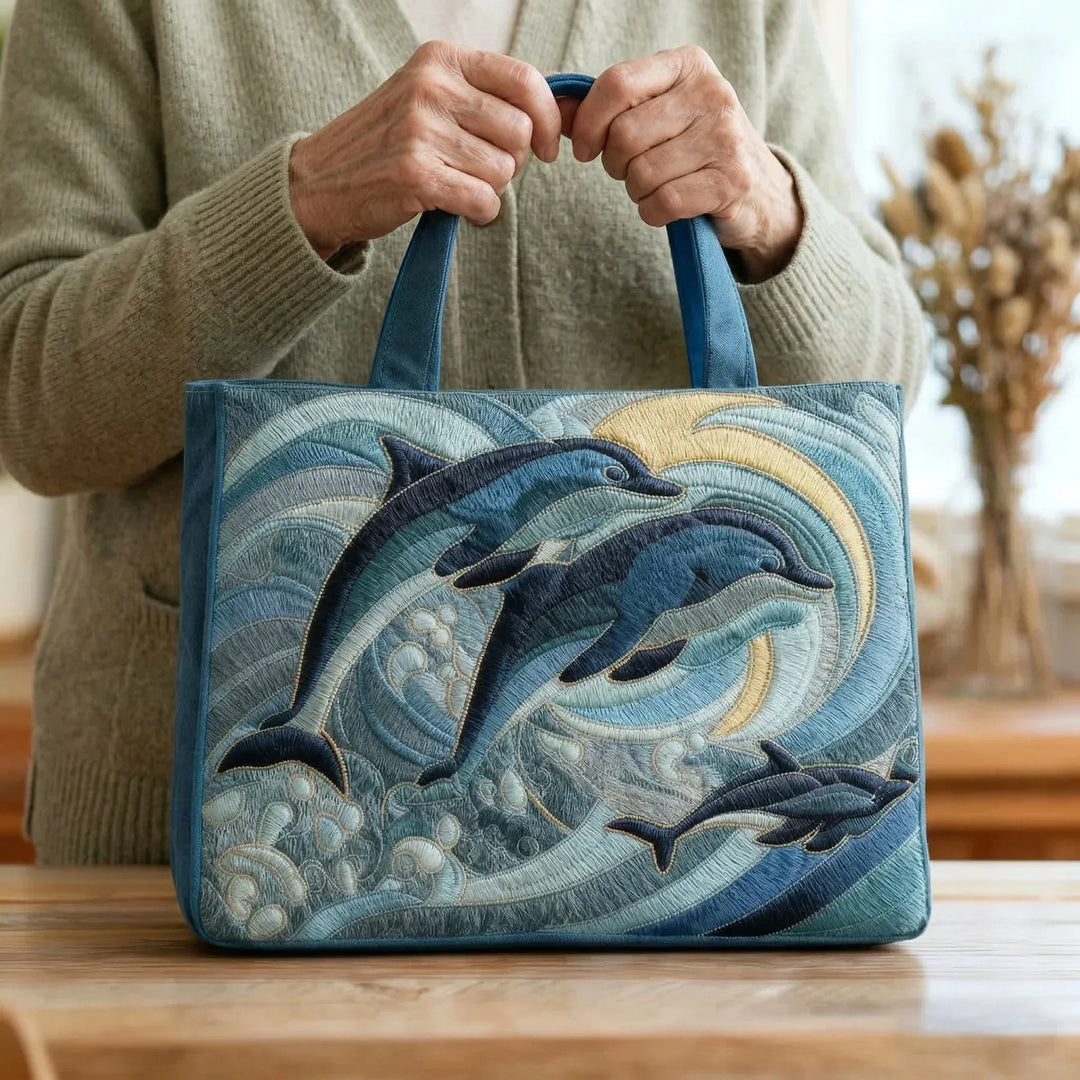 Bolsa Tote Acolchada - Delfín Oceánico