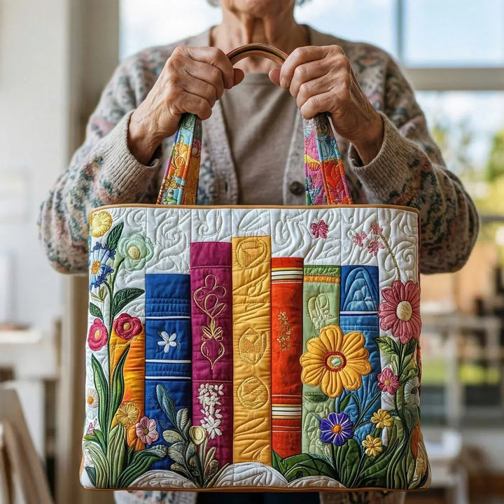 Bolso Tote Acolchado - Biblioteca Floral